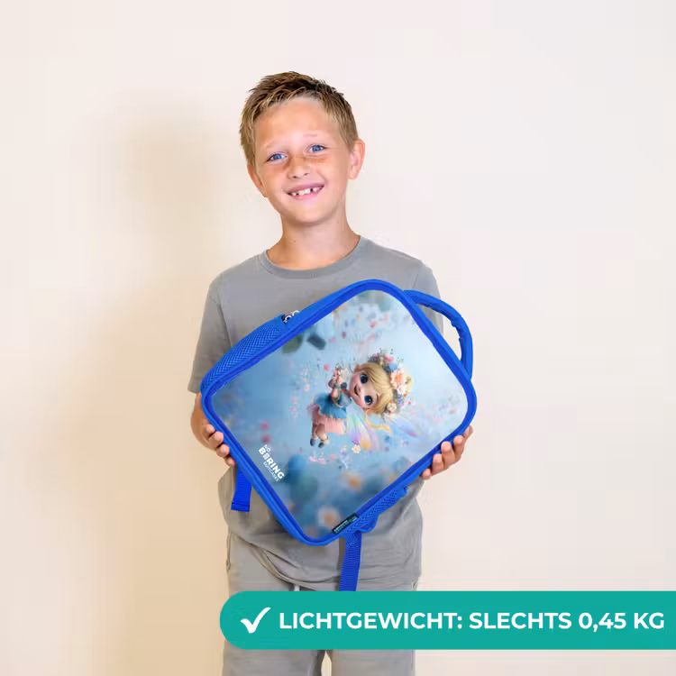 Vlinderfee in Bloemenlucht Kinderrugzak - Blauw middel -sfeer1_NL