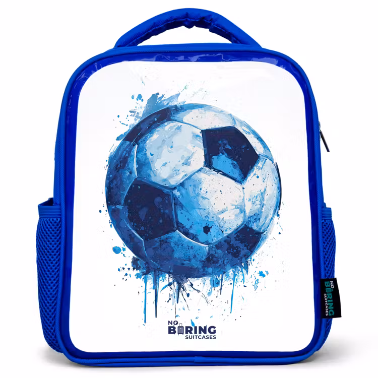 Voetbal - Inktspatten - Blauw - Bal Kinderrugzak - Blauw middel -3d