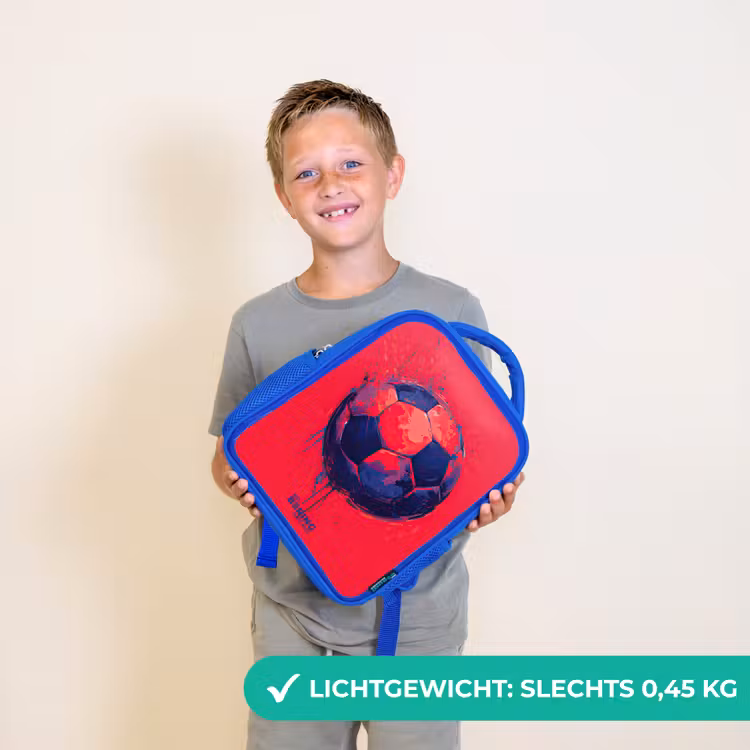 Voetbal - Verf - Blauw - Rood Kinderrugzak - Blauw middel -sfeer1_NL