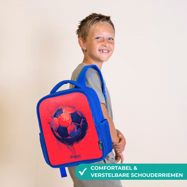 Voetbal - Verf - Blauw - Rood Kinderrugzak - Blauw middel -sfeer3_NL