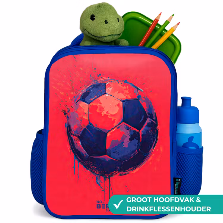 Voetbal - Verf - Blauw - Rood Kinderrugzak - Blauw middel -inhoud_NL