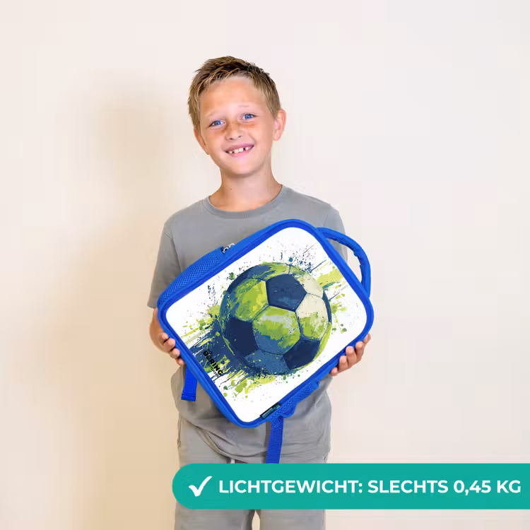 Voetbal - Verf - Groen - Blauw Kinderrugzak - Blauw middel -sfeer1_NL