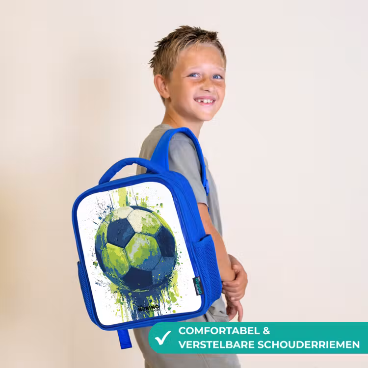 Voetbal - Verf - Groen - Blauw Kinderrugzak - Blauw middel -sfeer3_NL