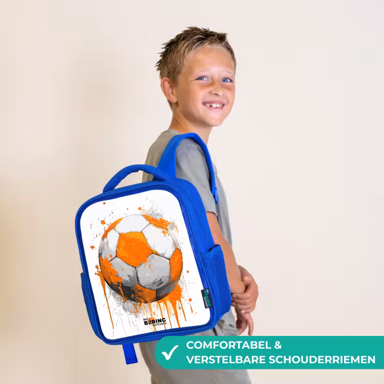 Voetbal - Verf - Oranje Kinderrugzak - Blauw middel -sfeer3_NL