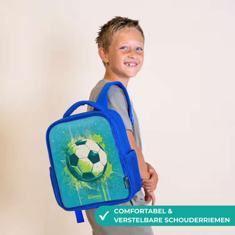 Voetbal - Verfspatten - Groen - Blauw Kinderrugzak - Blauw middel -sfeer3_NL