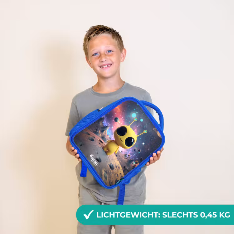 Vrolijk buitenaards wezentje Kinderrugzak - Blauw middel -sfeer1_NL