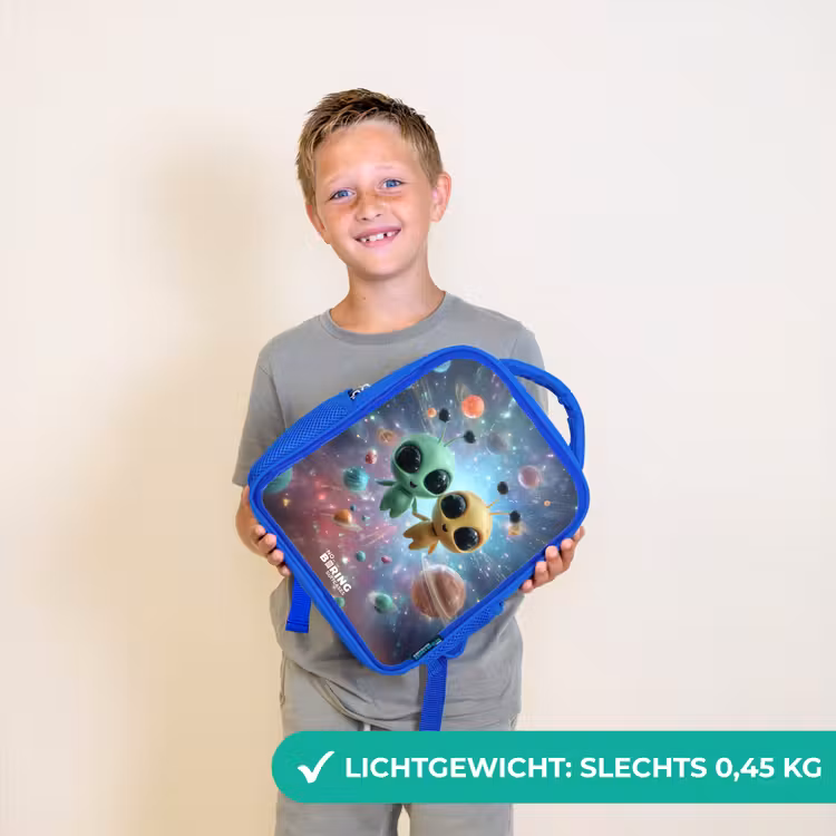 Vrolijke buitenaardse vrienden Kinderrugzak - Blauw middel -sfeer1_NL