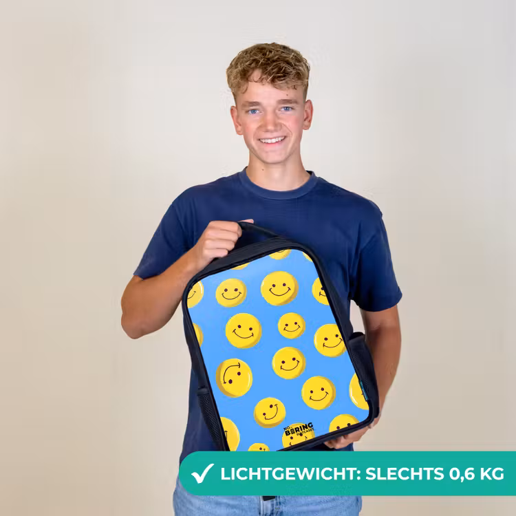 Vrolijke smileyregen Rugzak - Zwart middel -sfeer7_NL