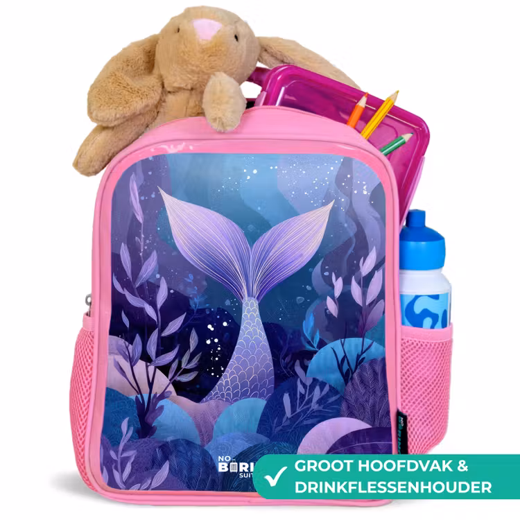 Zeemeermin - Onderwater - Paars - Blauw Kinderrugzak - Roze middel -inhoud_NL