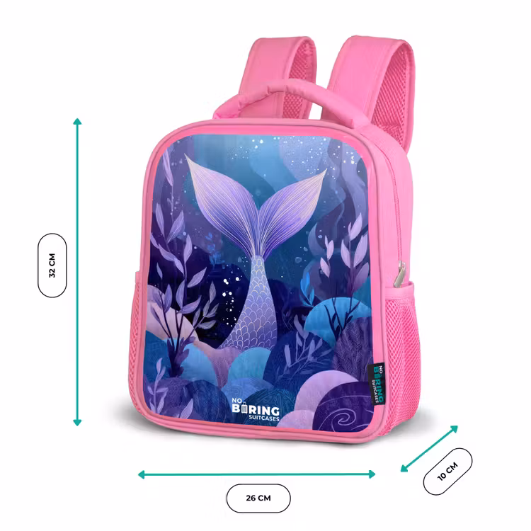 Zeemeermin - Onderwater - Paars - Blauw Kinderrugzak - Roze middel -productfoto_formaten