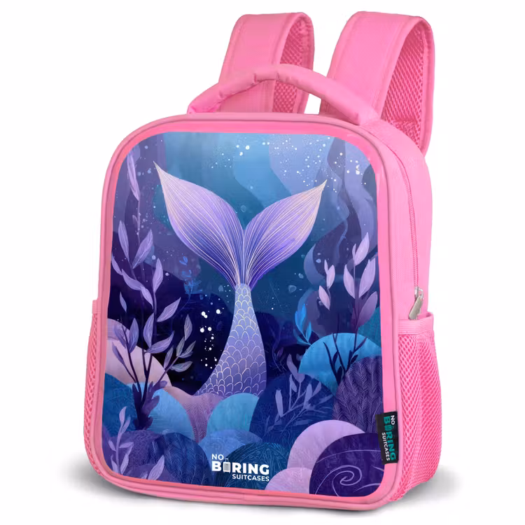 Zeemeermin - Onderwater - Paars - Blauw Kinderrugzak - Roze middel -schuin