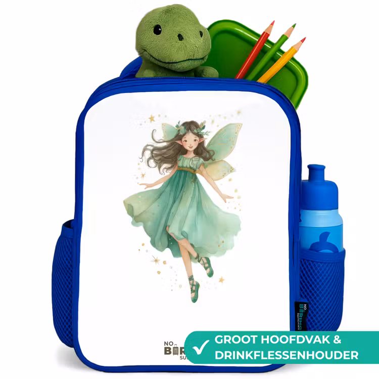 Zwevende groene elf Kinderrugzak - Blauw middel -inhoud_NL