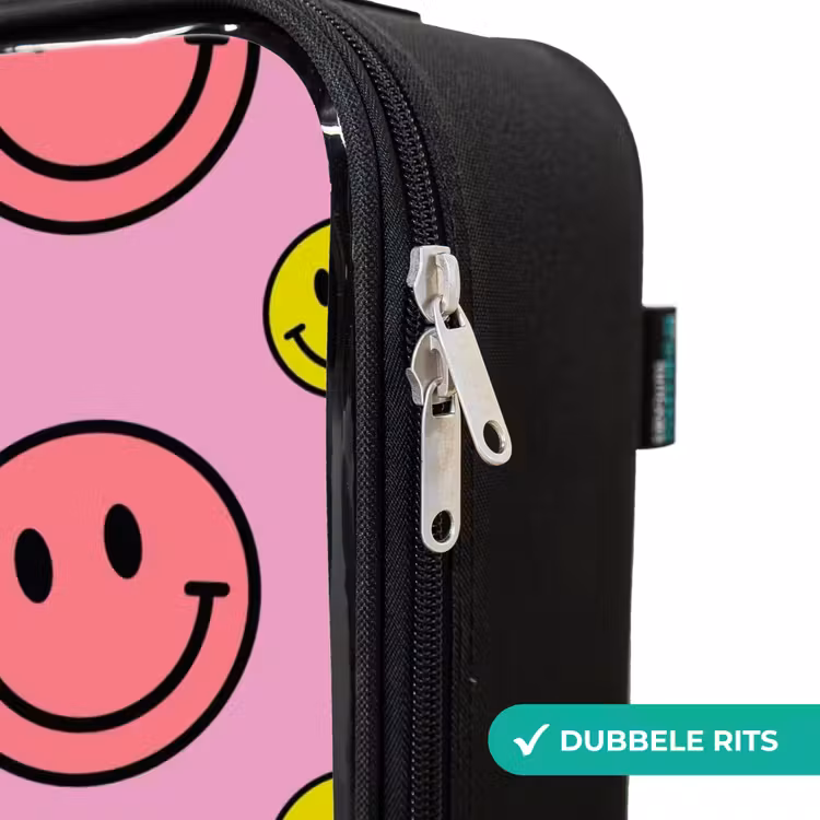 All smiles roze Kinderkoffer - Zwart klein -rits_NL
