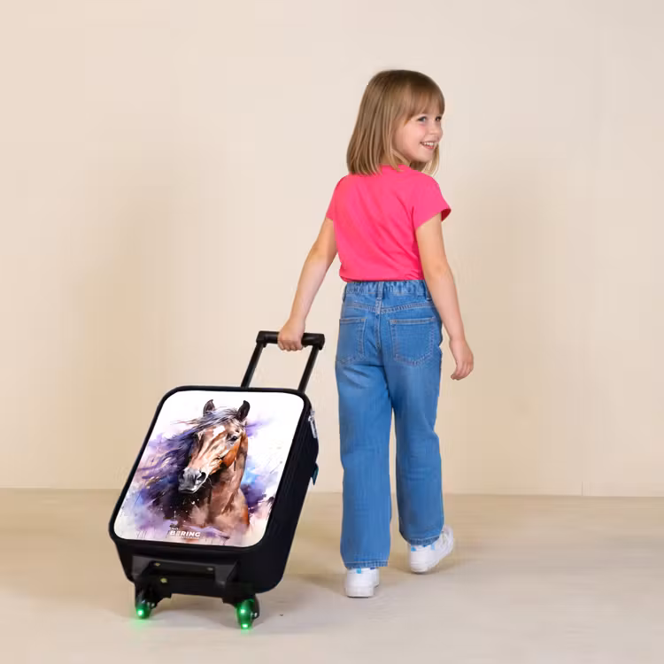Aquarel paard met kleurrijke spatten Kinderkoffer - Zwart klein -sfeer1