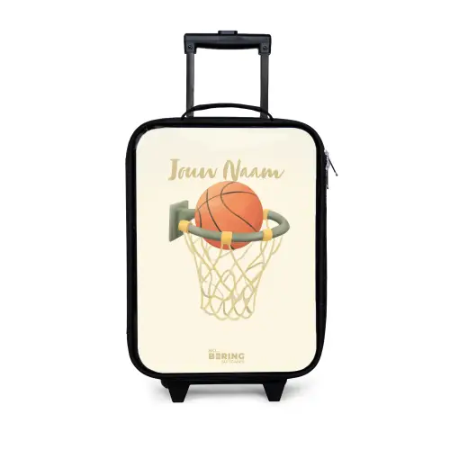 Basketbal in neutrale kleuren Kinderkoffer - Zwart klein -3d