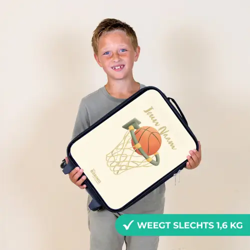 Basketbal in neutrale kleuren Kinderkoffer - Zwart klein -sfeer4_NL