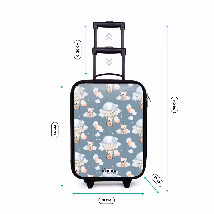Beertjes in luchtballonnen tussen wolken en ballonnen Kinderkoffer - Zwart klein -productfoto_formaten