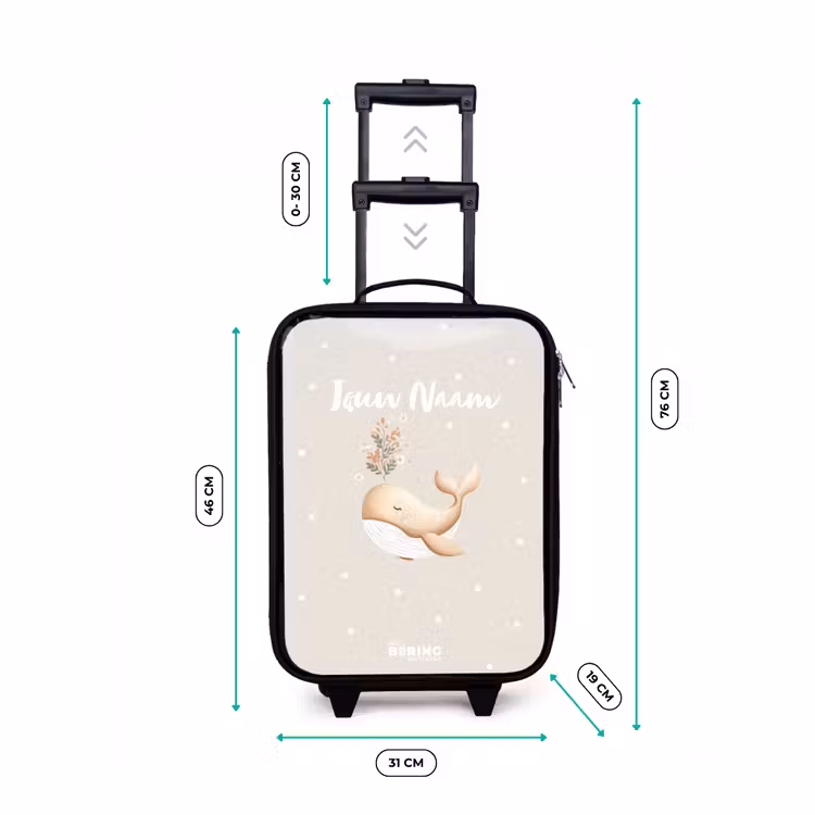 Beige walvis in bloemenzee Kinderkoffer - Zwart klein -productfoto_formaten