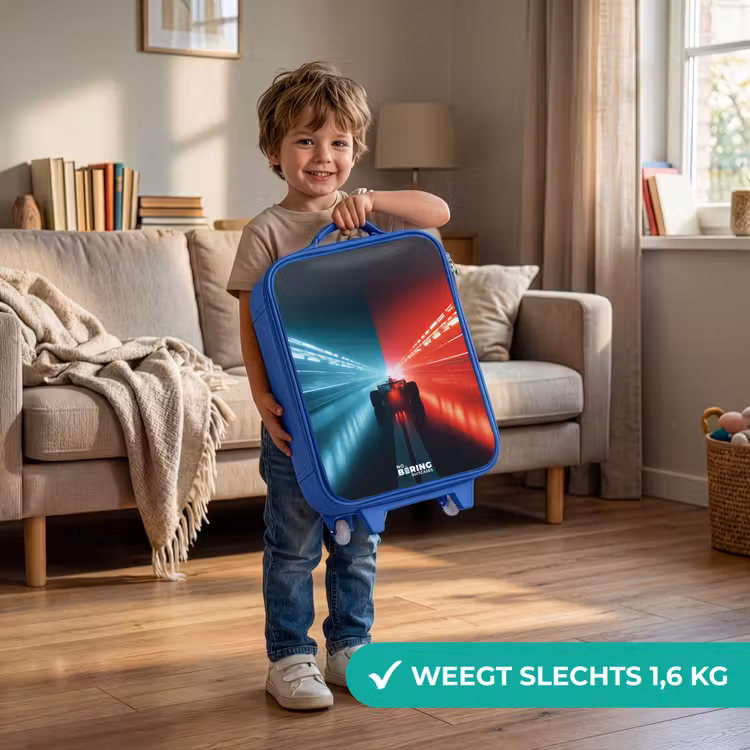 Baan - Raceauto - Neon - Rood Kinderkoffer - Blauw klein -sfeer2_NL