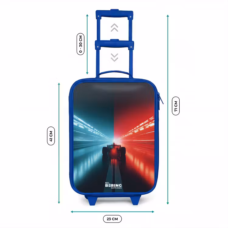 Baan - Raceauto - Neon - Rood Kinderkoffer - Blauw klein -productfoto_formaten