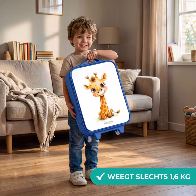 Baby giraffe Kinderkoffer - Blauw klein -sfeer2_NL
