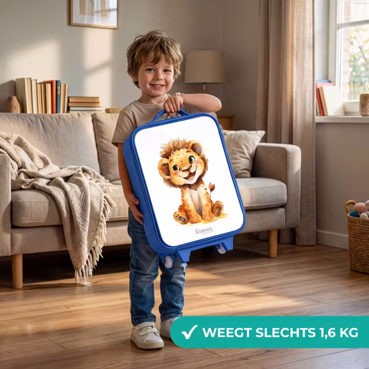 Baby leeuw Kinderkoffer - Blauw klein -sfeer2_NL