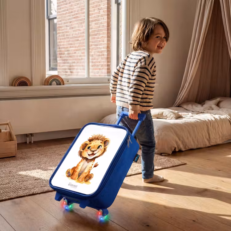 Baby leeuw Kinderkoffer - Blauw klein -sfeer1