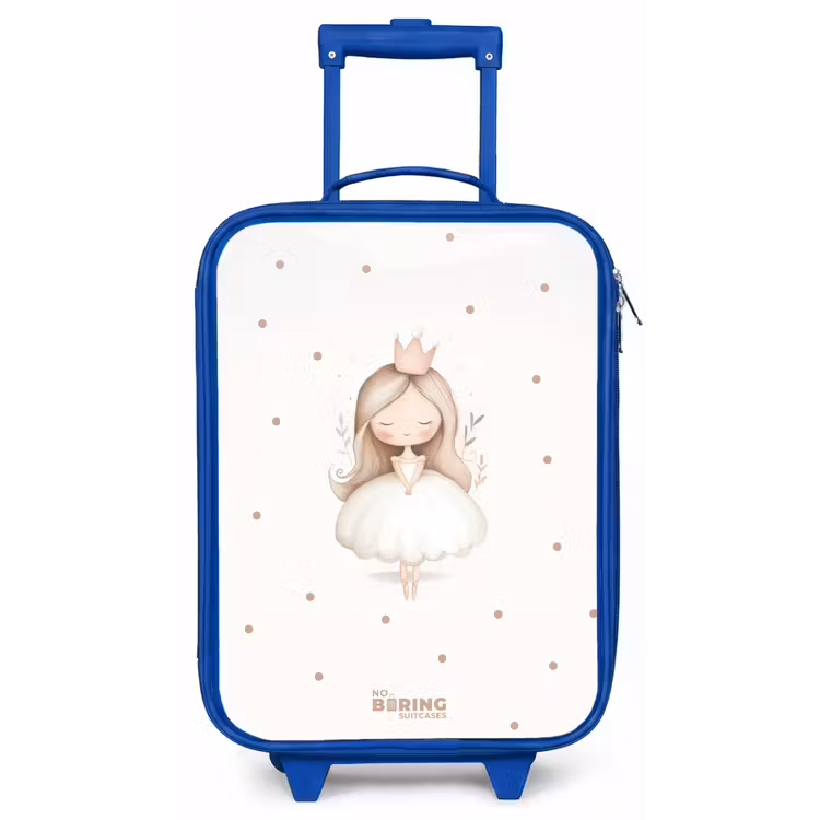 Ballerina prinses tussen beige stippen Kinderkoffer - Blauw klein -zz3dotto