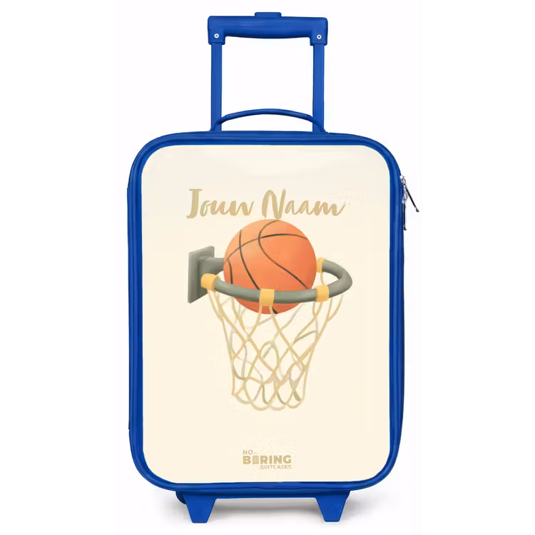 Basketbal in neutrale kleuren Kinderkoffer - Blauw klein -zz3dotto