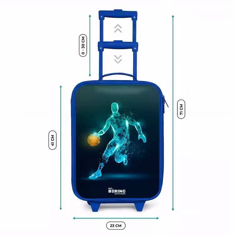 Basketbalspeler in neon dribbelactie Kinderkoffer - Blauw klein -productfoto_formaten