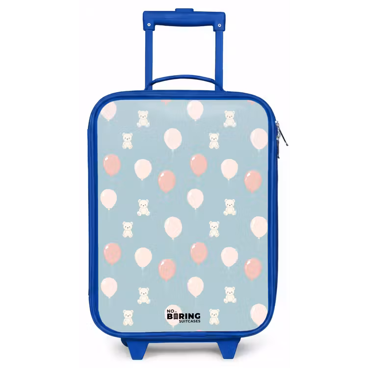 Beertjes in luchtballonnen tussen wolken en ballonnen Kinderkoffer - Blauw klein -zz3dotto