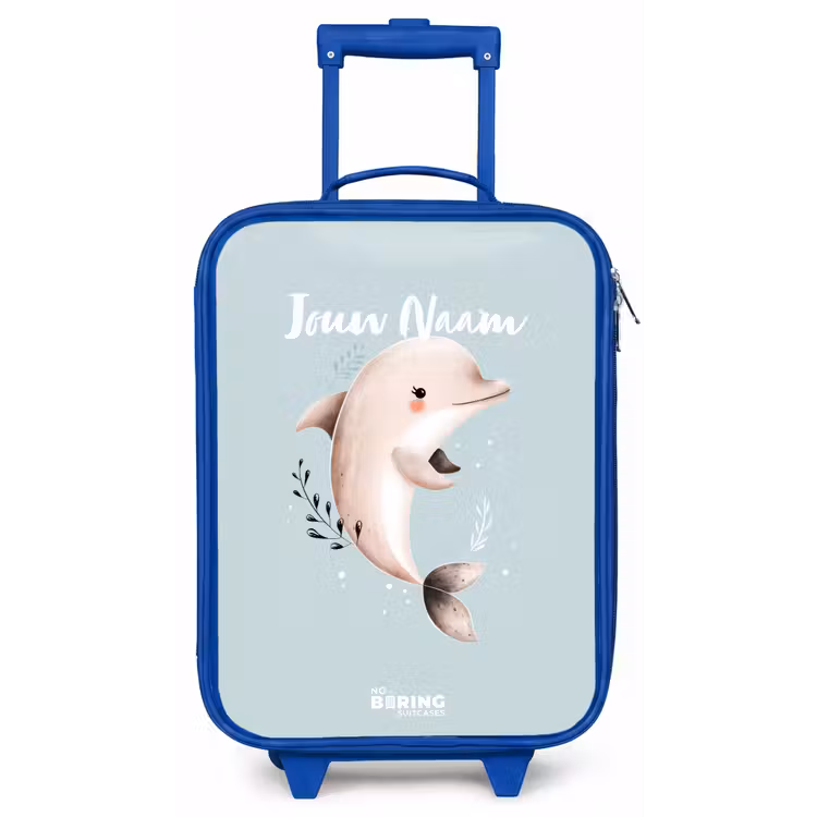 Beige dolfijn in blauw water Kinderkoffer - Blauw klein -zz3dotto
