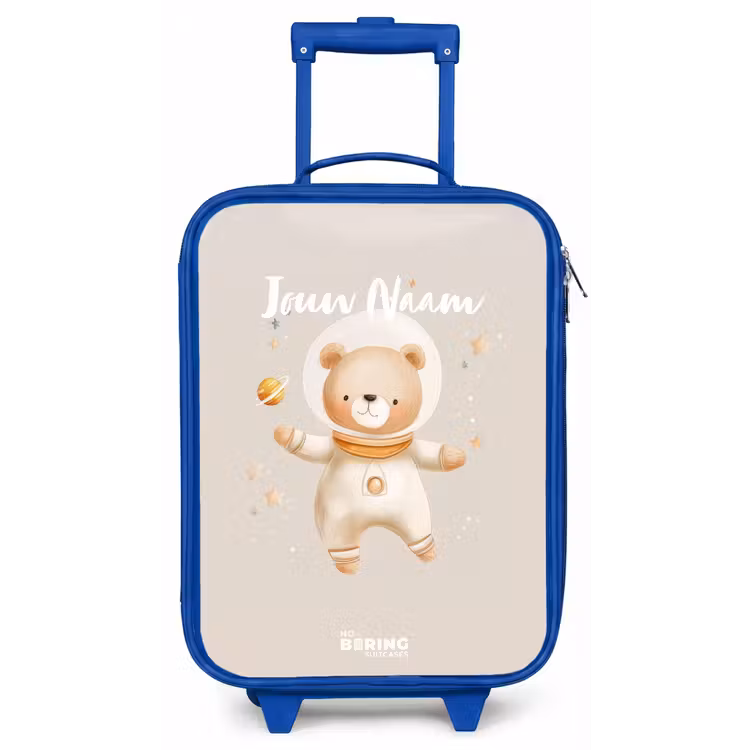 Beige ruimtebeer zweeft tussen sterren Kinderkoffer - Blauw klein -zz3dotto