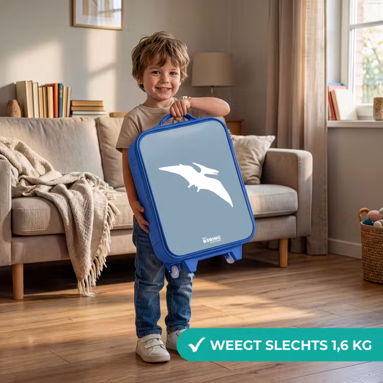 Blauw met Pteranodon dino Kinderkoffer - Blauw klein -sfeer2_NL