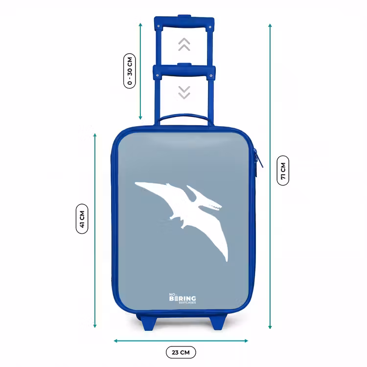 Blauw met Pteranodon dino Kinderkoffer - Blauw klein -productfoto_formaten