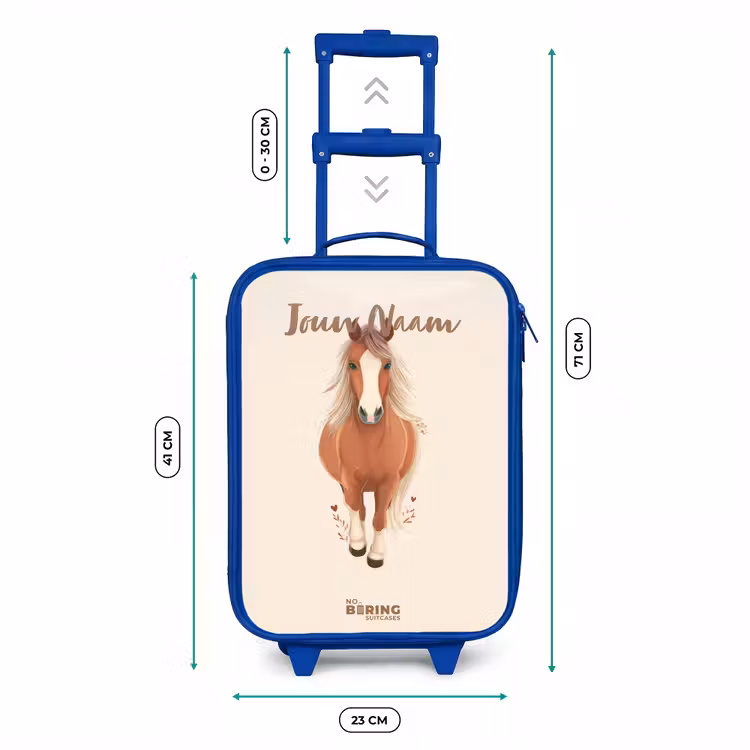 Bruin paard in gallop Kinderkoffer - Blauw klein -productfoto_formaten