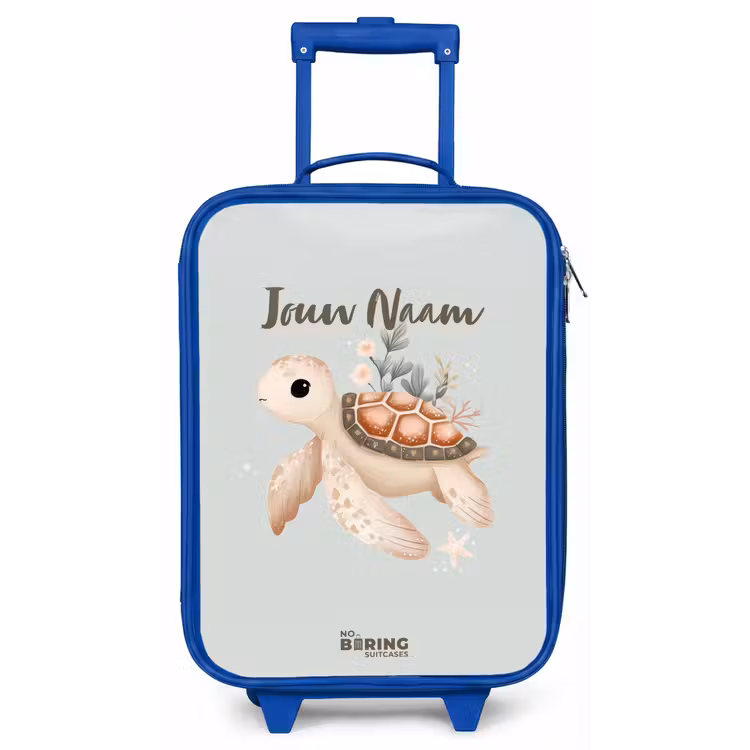 Bruine zeeschildpad in pastel onderwaterwereld Kinderkoffer - Blauw klein -zz3dotto