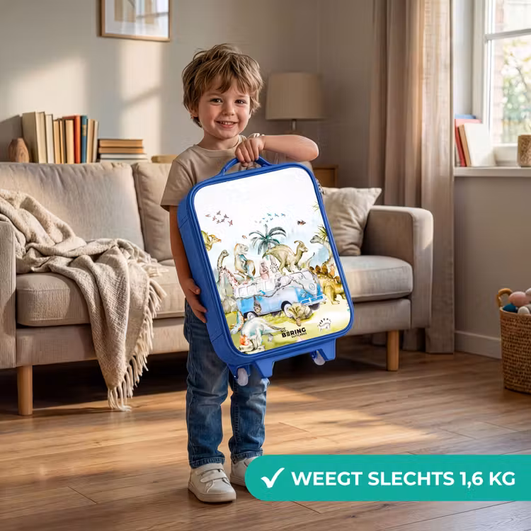 Busje met dino's Kinderkoffer - Blauw klein -sfeer2_NL