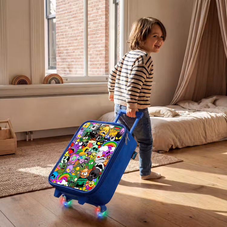 Chaotisch kleurrijk monster patroon Kinderkoffer - Blauw klein -sfeer1