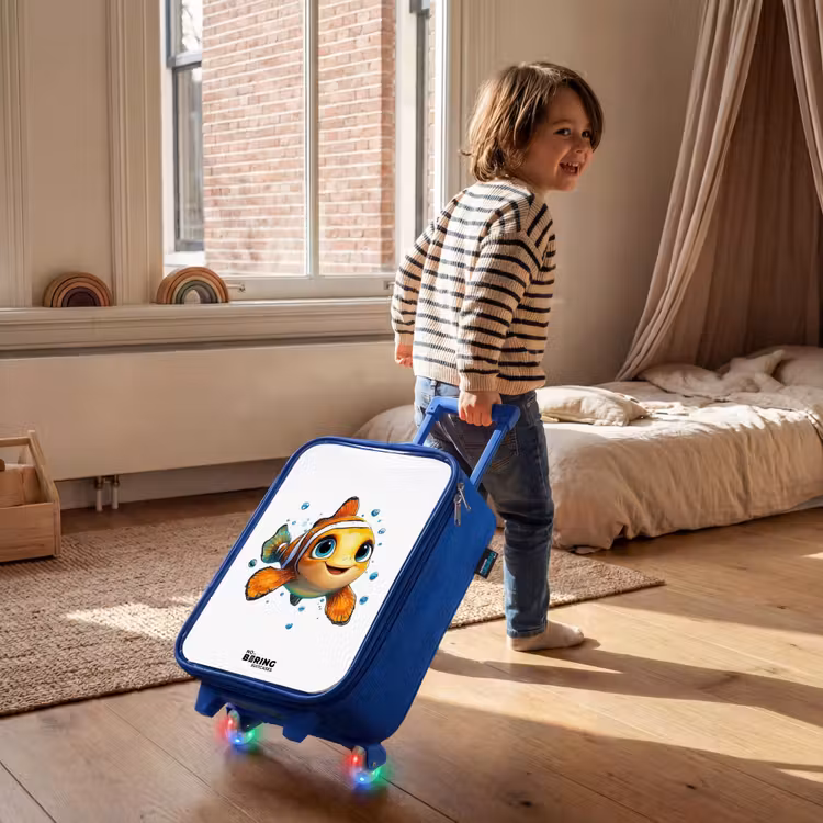 Clownvis met bellen op witte achtergrond Kinderkoffer - Blauw klein -sfeer1