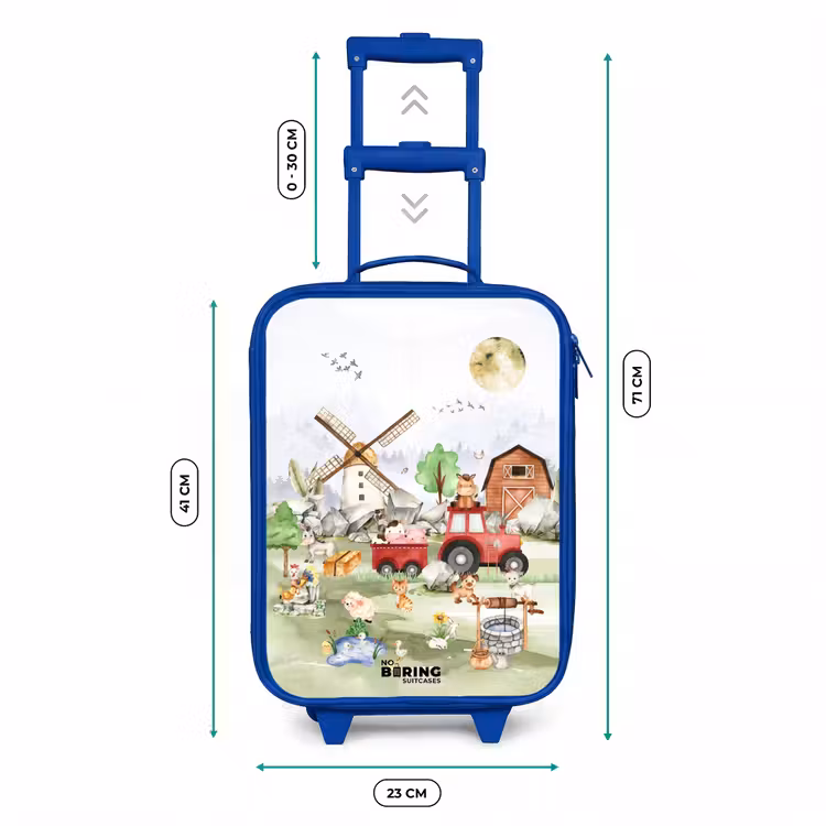 dieren op een boederij Kinderkoffer - Blauw klein -productfoto_formaten