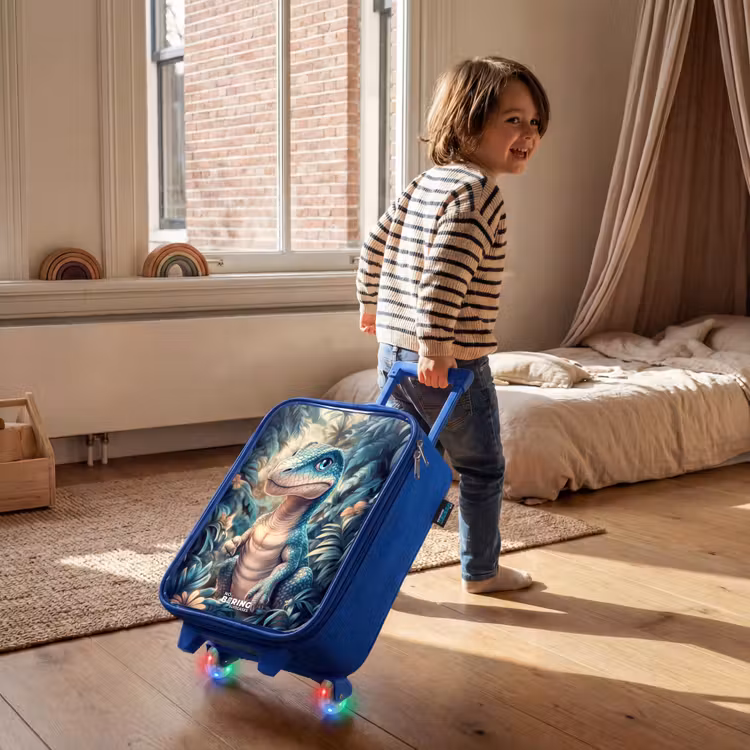 Dino in mystieke jungle met maanlicht Kinderkoffer - Blauw klein -sfeer1
