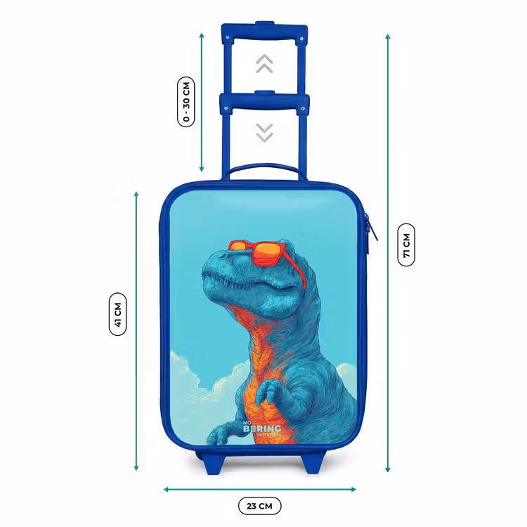 Dino met zonnebril Kinderkoffer - Blauw klein -productfoto_formaten