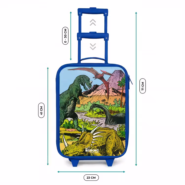 Dino's bij een vulkaan Kinderkoffer - Blauw klein -productfoto_formaten