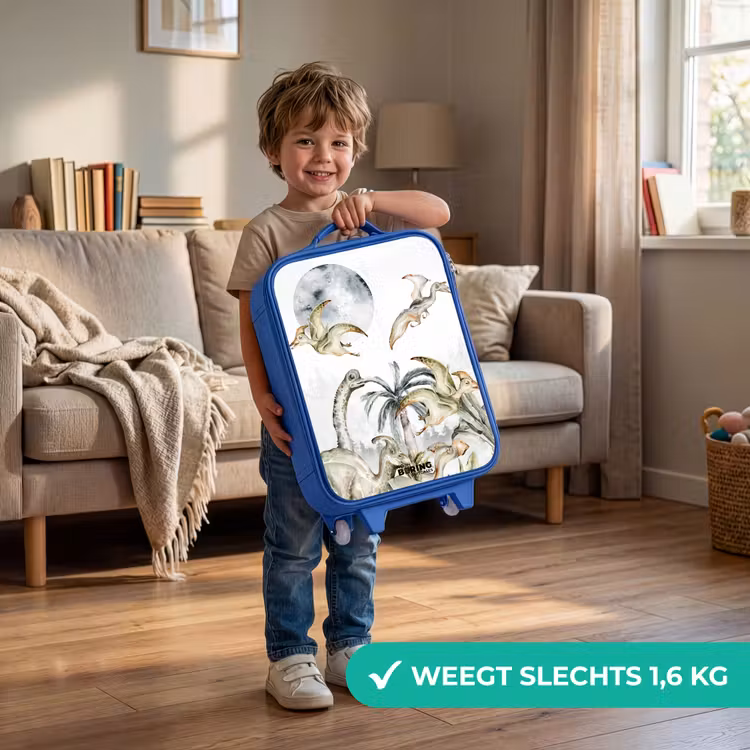 Dino's in de jungle Kinderkoffer - Blauw klein -sfeer2_NL