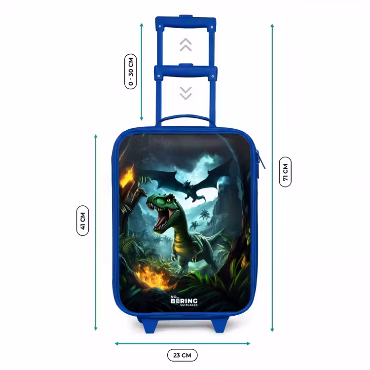 Dinosaurus en draak in vurige junglevallei Kinderkoffer - Blauw klein -productfoto_formaten