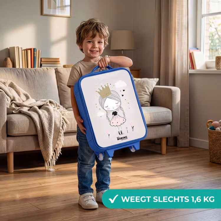 Dromerige prinses met gevlochten haar Kinderkoffer - Blauw klein -sfeer2_NL