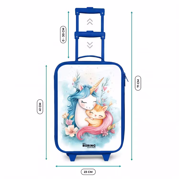 Eenhoorn met blauwe manen en oranje kitten Kinderkoffer - Blauw klein -productfoto_formaten