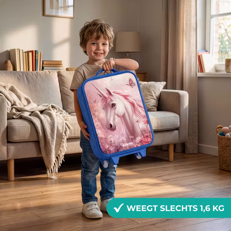 Eenhoorn - Roze - Vlinders - Bloemen Kinderkoffer - Blauw klein -sfeer2_NL