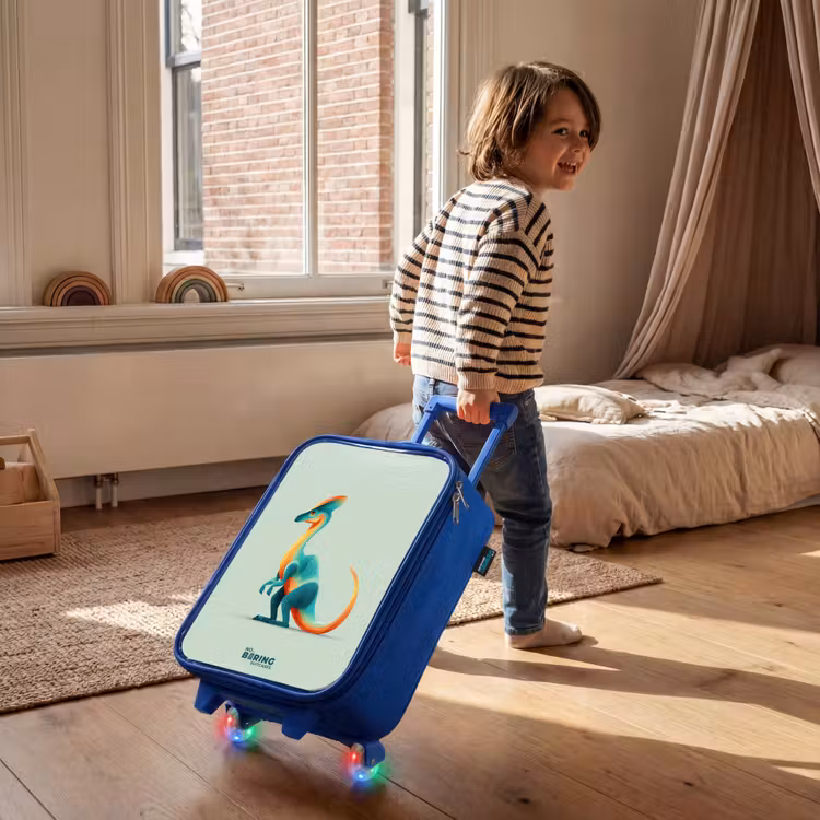 Elegante dino met kam Kinderkoffer - Blauw klein -sfeer1